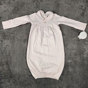 NWT Edgehill Collection Baby Girl Gown 0-6M Long Sleeve Pink Peter Pan Collar